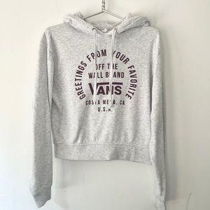 Vans Off The Wall Gray and Maroon Logo Cropped Hoodie Size XS